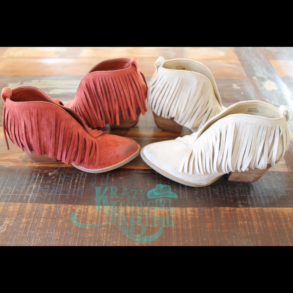 Coconuts By Matisse Fringe Booties Rust - image 1